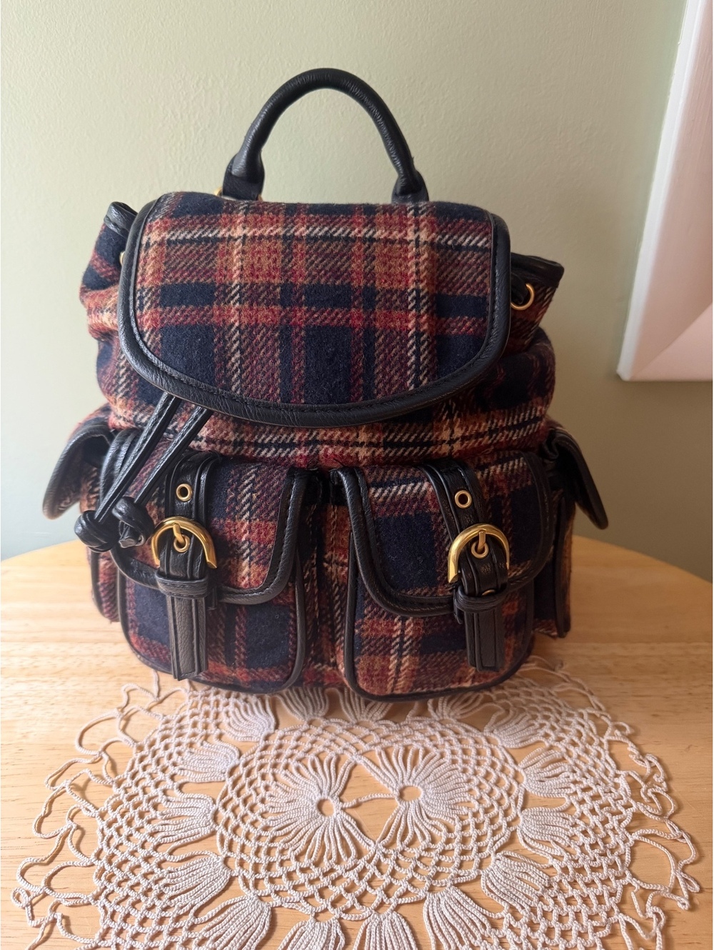 Madden Girl Black Mini Plaid Backpack